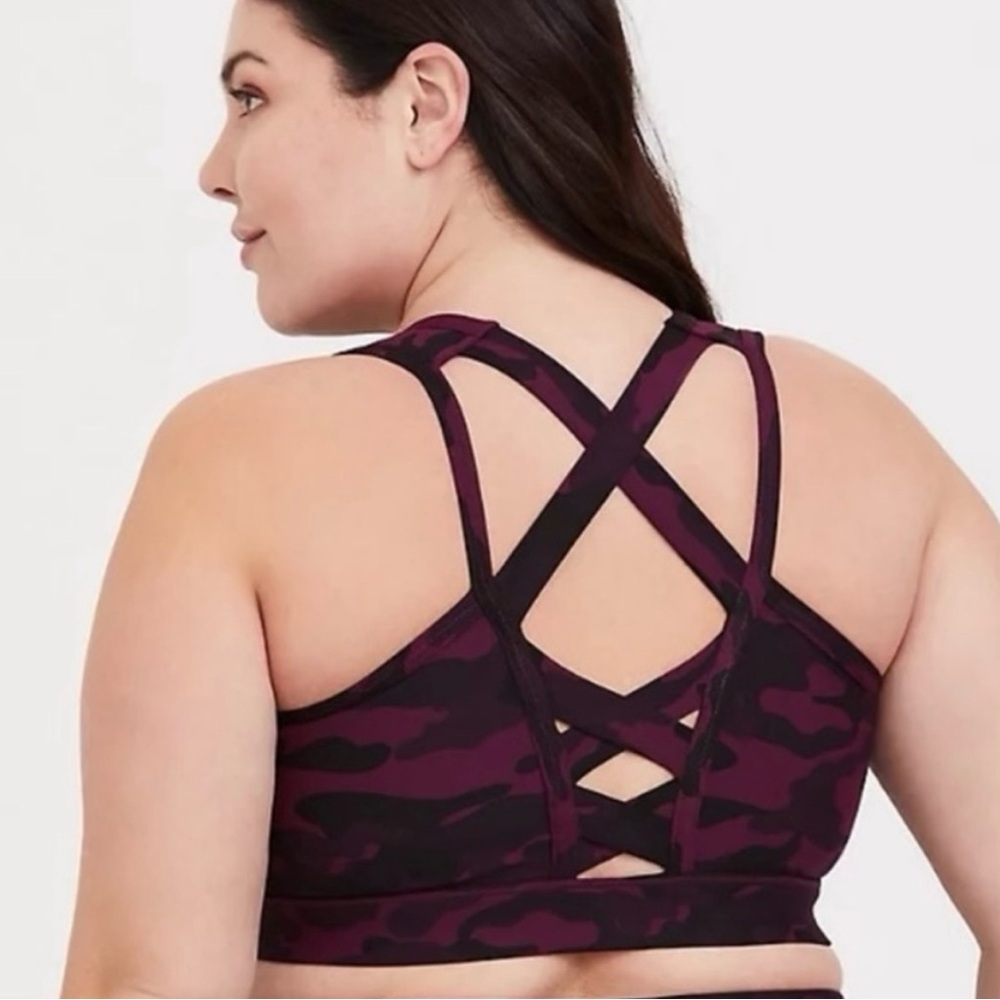 Torrid Purple and Black Strappy Sports Bra
